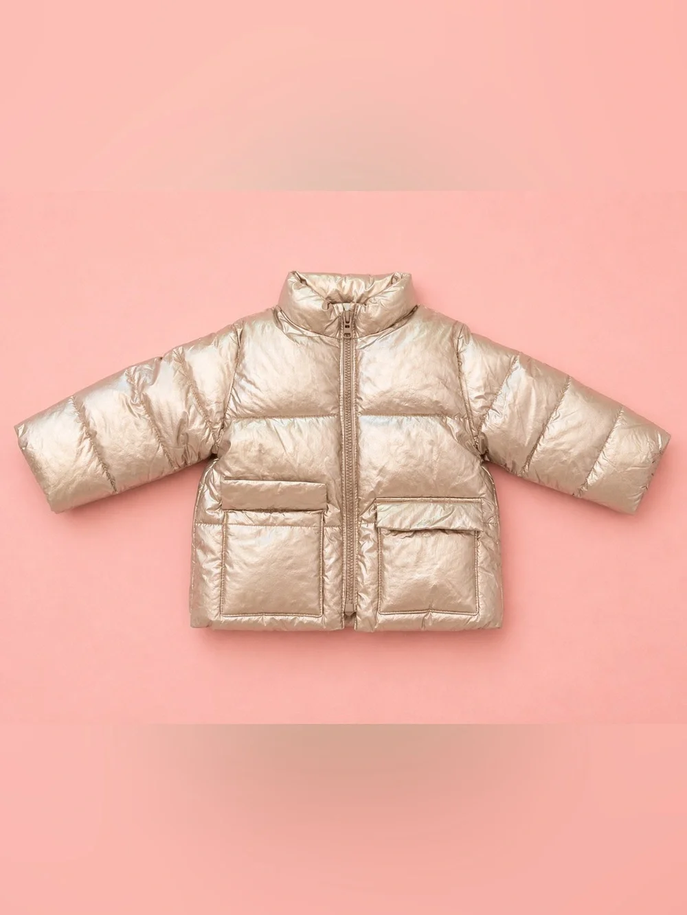 Zara Metallic Cream Puffer Jacket for Kids
